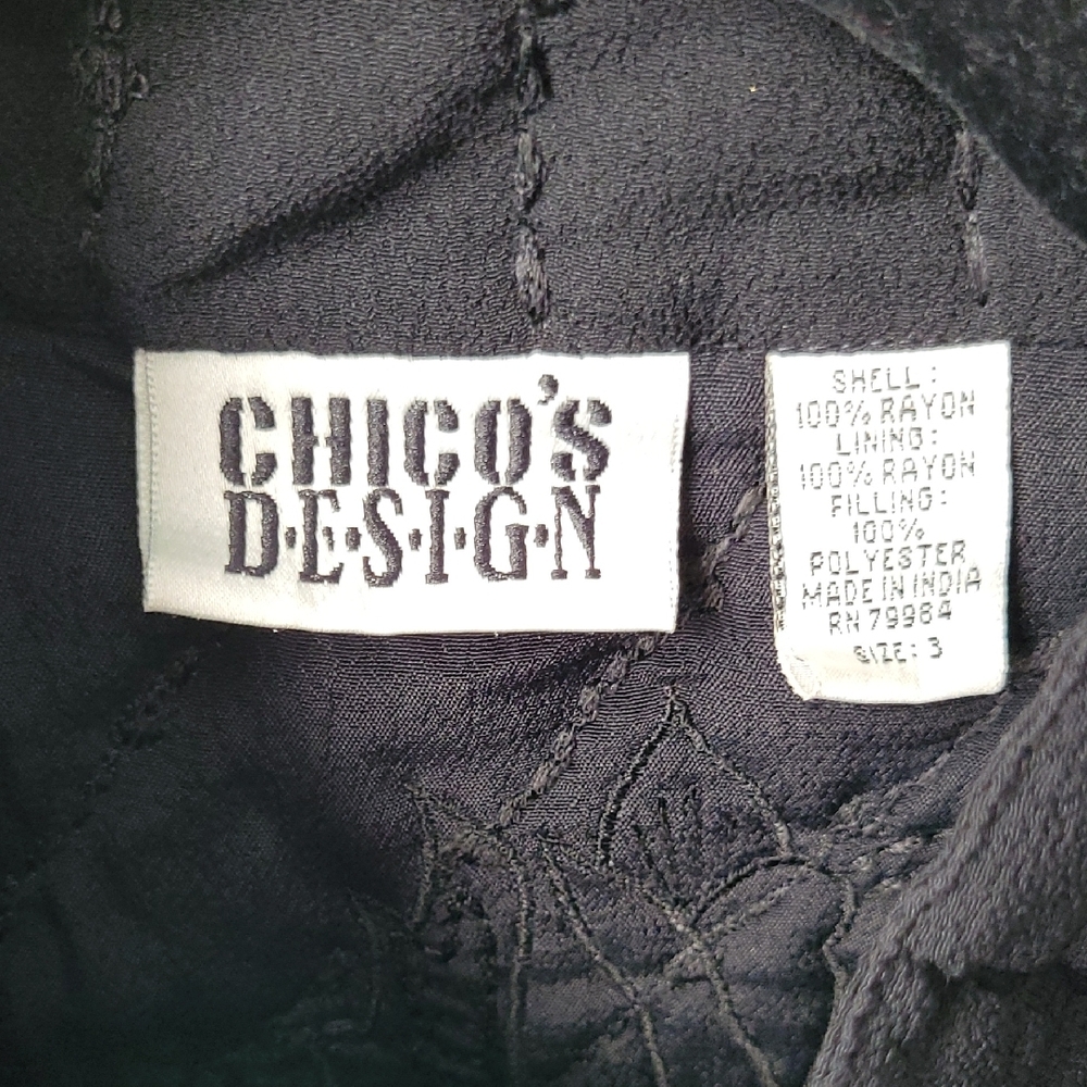 Chico's Design Artsy, Embroidered Black Vest 3=16/XL. - Picture 2 of 14